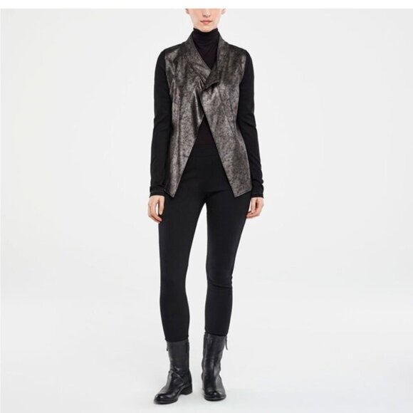 Sarah Pacini Metallic Open Front Jacket Sz 1 - Picture 1 of 14